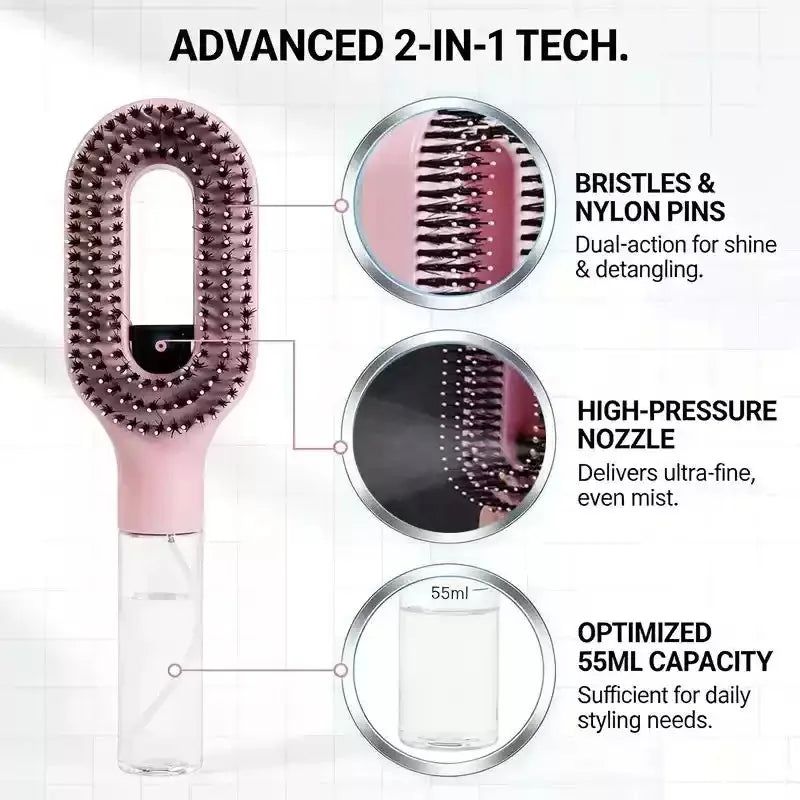2 In 1 Spray Hair Brush Scalp Massager Comb