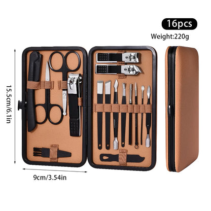 7-24pcs Manicure Pedicure Tool Set Stainless Steel Cuticle Nipper Cutter Kit