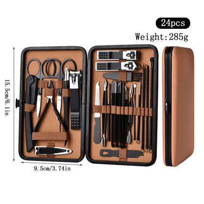 7-24pcs Manicure Pedicure Tool Set Stainless Steel Cuticle Nipper Cutter Kit