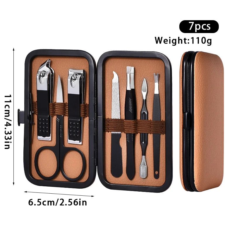 7-24pcs Manicure Pedicure Tool Set Stainless Steel Cuticle Nipper Cutter Kit