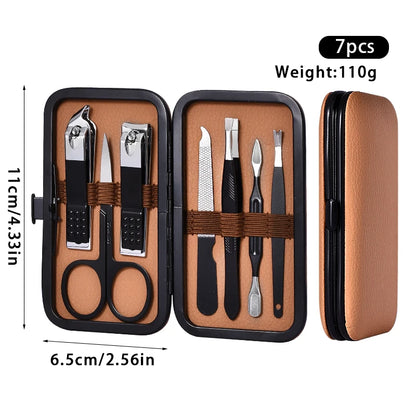 7-24pcs Manicure Pedicure Tool Set Stainless Steel Cuticle Nipper Cutter Kit