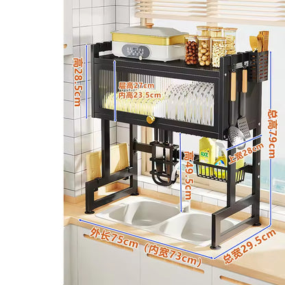Kitchen Sink Rack with Dust-Proof Cover
