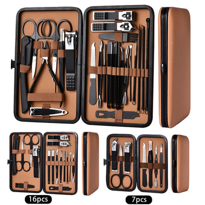 7-24pcs Manicure Pedicure Tool Set Stainless Steel Cuticle Nipper Cutter Kit