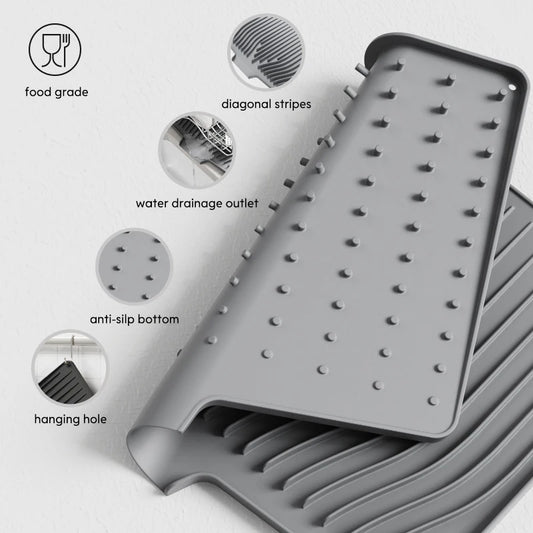 Silicone Dish Drying Mat with Sloped Design