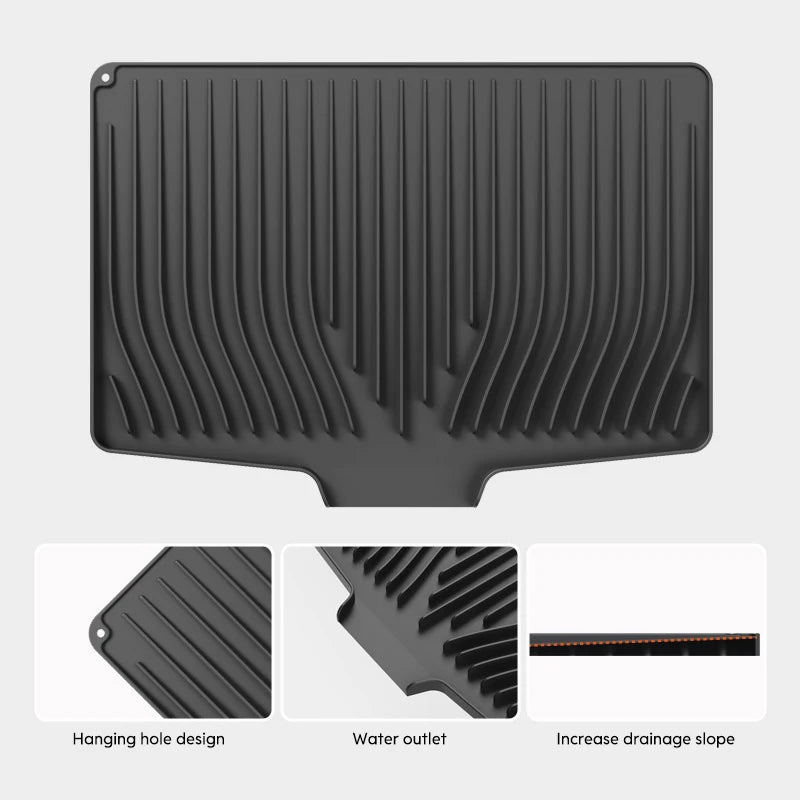 Silicone Dish Drying Mat with Sloped Design