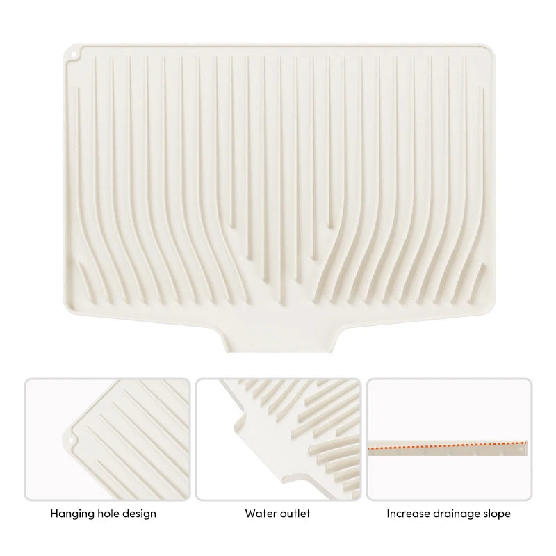 Silicone Dish Drying Mat with Sloped Design