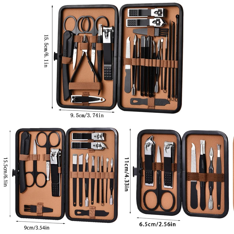 7-24pcs Manicure Pedicure Tool Set Stainless Steel Cuticle Nipper Cutter Kit