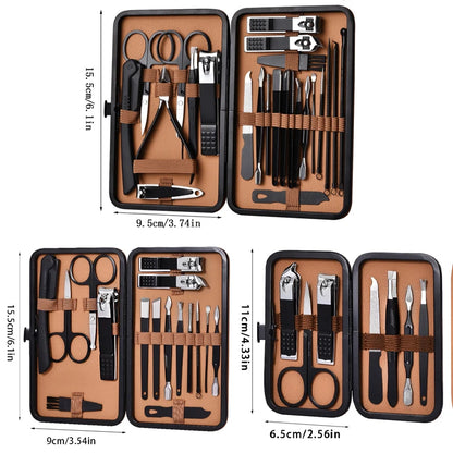 7-24pcs Manicure Pedicure Tool Set Stainless Steel Cuticle Nipper Cutter Kit