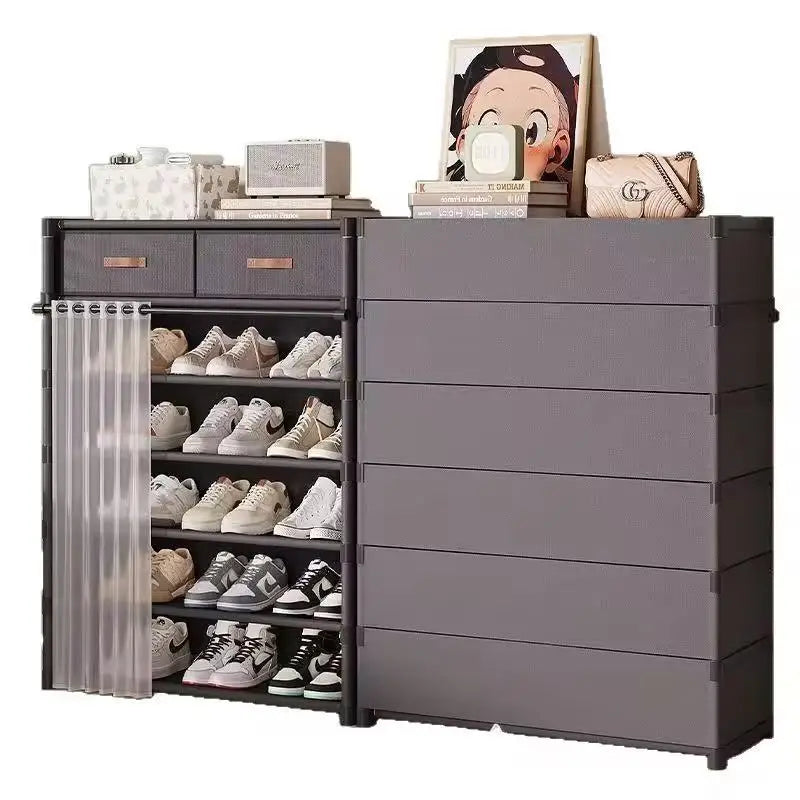 Premium Dustproof Shoe Rack Organizer - Multi-Layer Shoe Cabinet with Fabric Drawers