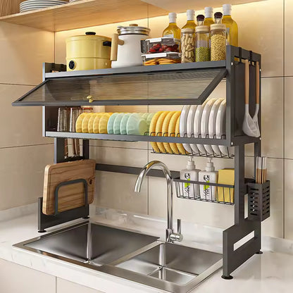 Kitchen Sink Rack with Dust-Proof Cover