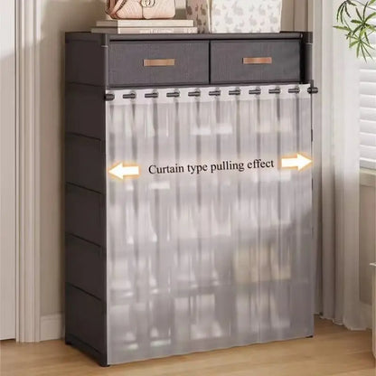 Premium Dustproof Shoe Rack Organizer - Multi-Layer Shoe Cabinet with Fabric Drawers